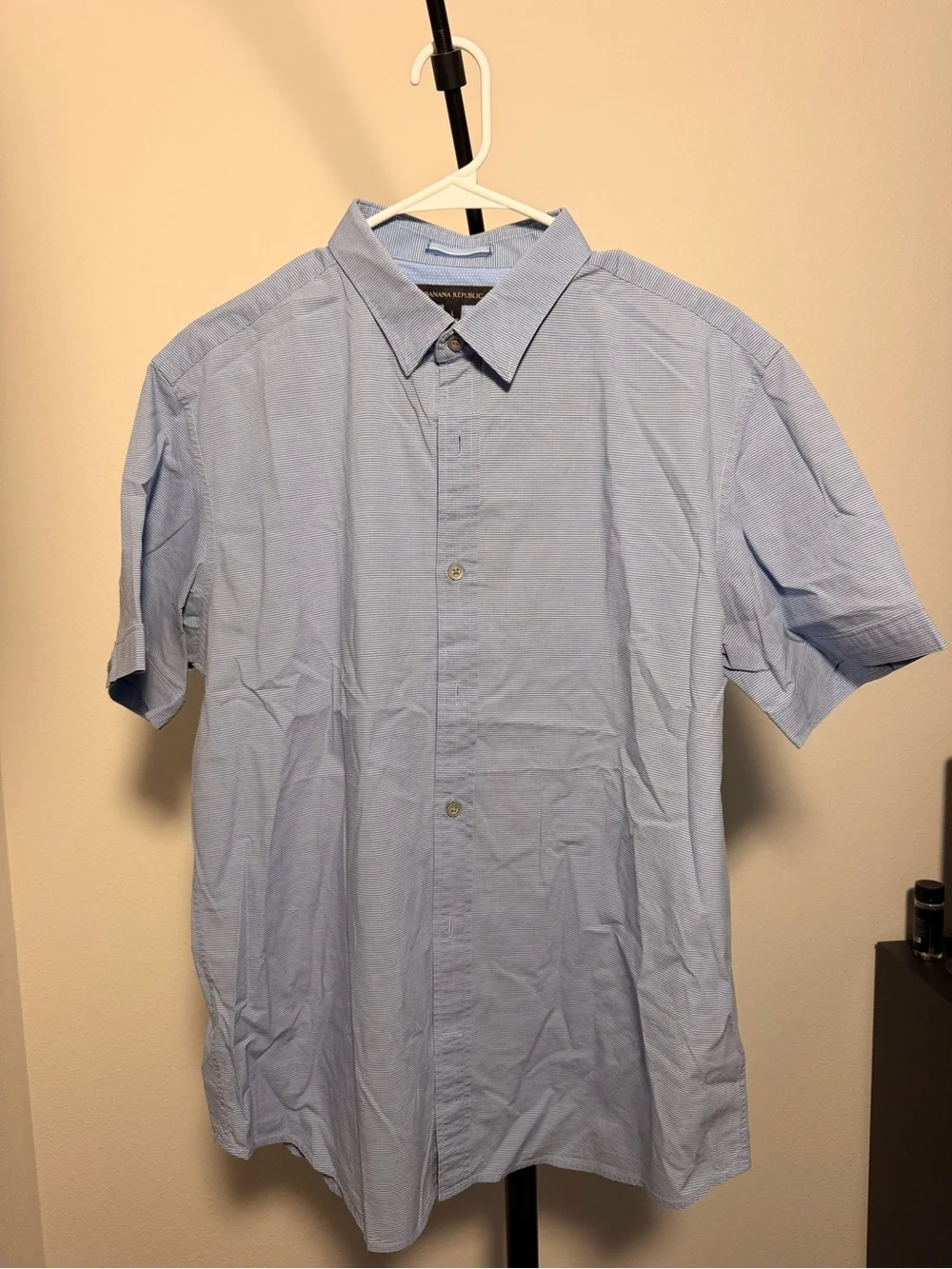 Banana Republic Men's Light Blue Micro-Striped Polo